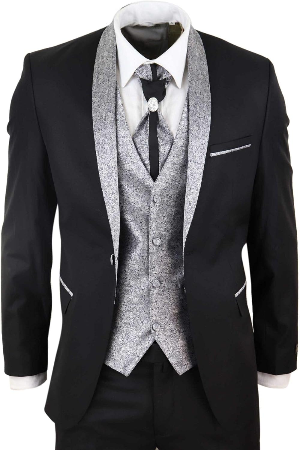 silver wedding suits for groom