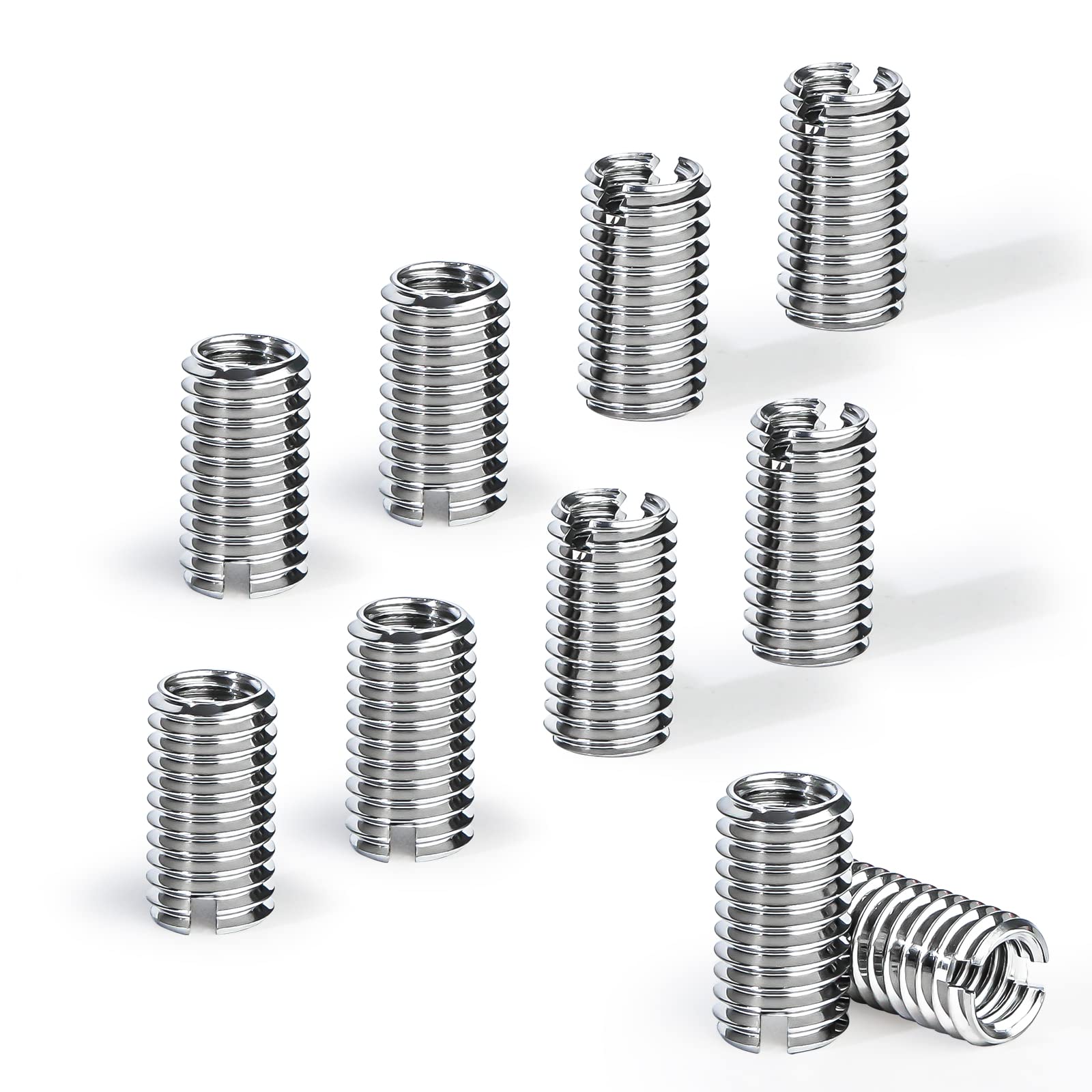 10pcs Threaded Insert M8 to M6 Thread Inserts Hardware Fastener Inner 15mm Male Female Reducing Nut Stainless Steel Hardware Repair Tool (10)
