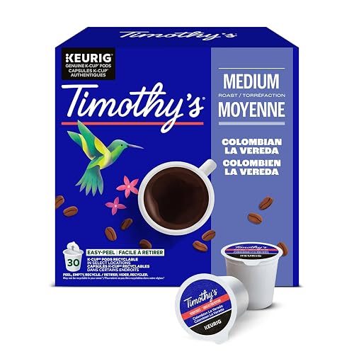 Timothy's Colombian La Vereda K-Cup Coffee Pods, 30 Count For Keurig Coffee Makers