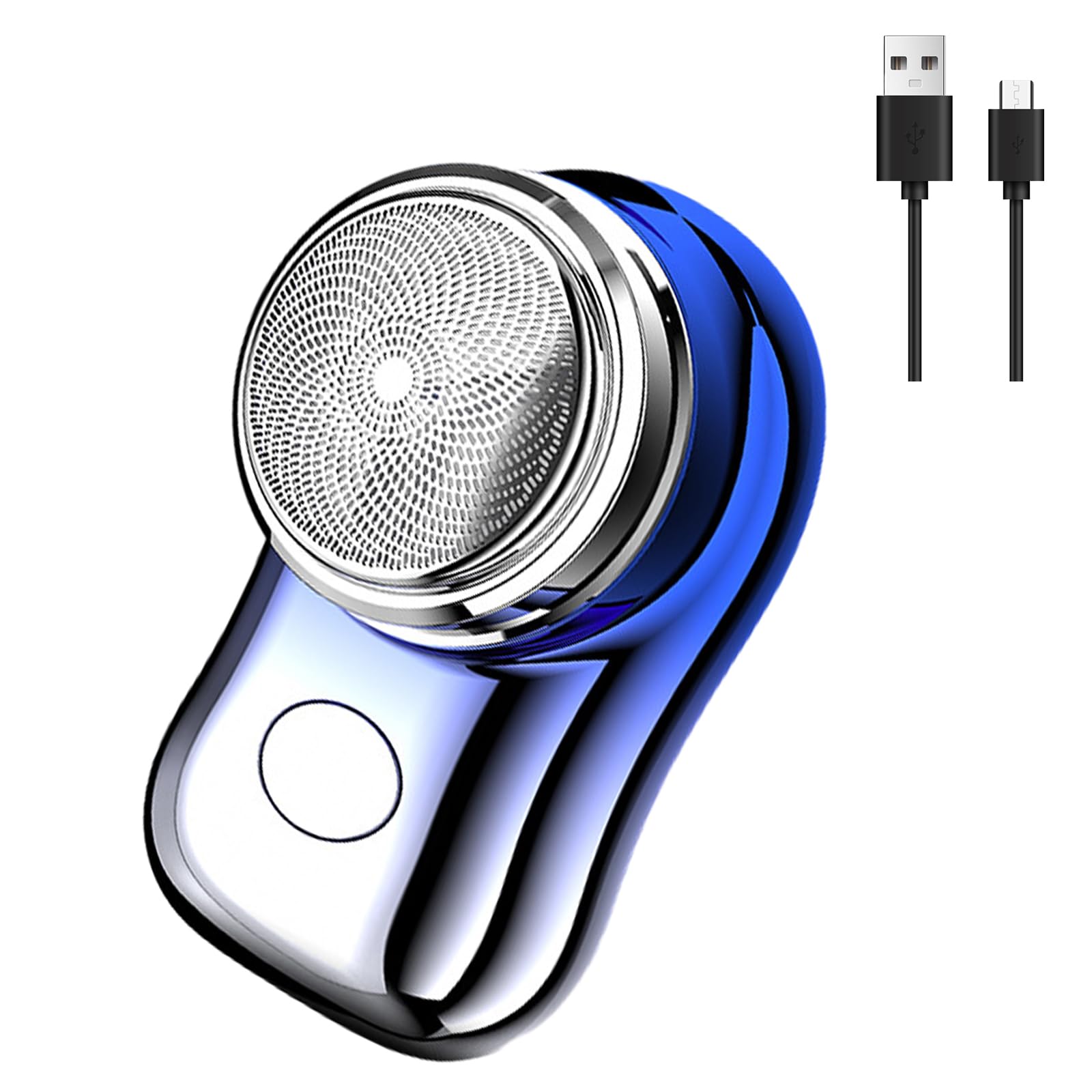 Mini-Shave Razor for Men, Type-C Pocket Small Rechargeable Shaver, Portable USB Electric Shaver, Easy One-Button Use Portable Electric Razor Gifts for Home Office Business Car Travel (Gradient Blue)