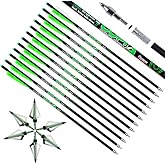 LWANO Crossbow Bolts 20 22 Inch Carbon Archery Arrows 12 Pack and 6 Pack Hunting Broadheads kit