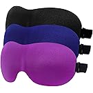 YIVIEW Sleep Mask Pack of 3, Lightweight and Comfortable, Super Soft, Adjustable 3D Contoured Eye Masks for Sleeping, Shift Work, Naps, Night Blindfold Eyeshade for Men and Women, Black/Blue/Purple