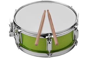 Btuty 12 Inch Snare Drum Head with Drumsticks Shoulder Strap Drum Key for Student Band (Green)
