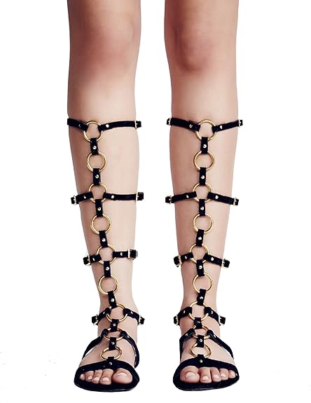 gold knee high gladiator sandals uk
