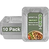 INFINITY EL 20.5" x 12.5" x 2.5" Disposable Aluminum Pans (Full Size-Medium/10 Pack) - Aluminum Serving Tray for Catering, Baking & Meal Prep - Heavy Duty Aluminum Foil Pans