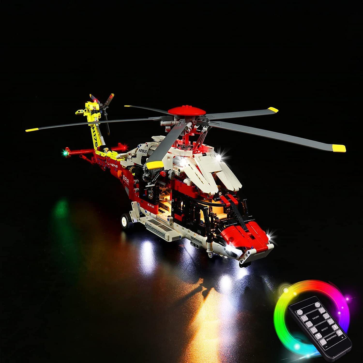 LED Light Set Compatible with Lego Airbus H175 Rescue Helicopter, Remote Control Decoration Lighting Set for 42145 Technic Airbus H175 Rescue Helicopter Creative Lights (No Model)