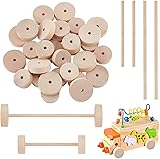OLYCRAFT 32pcs Wood Craft Wheels Set 1.1 & 1.4 Inch