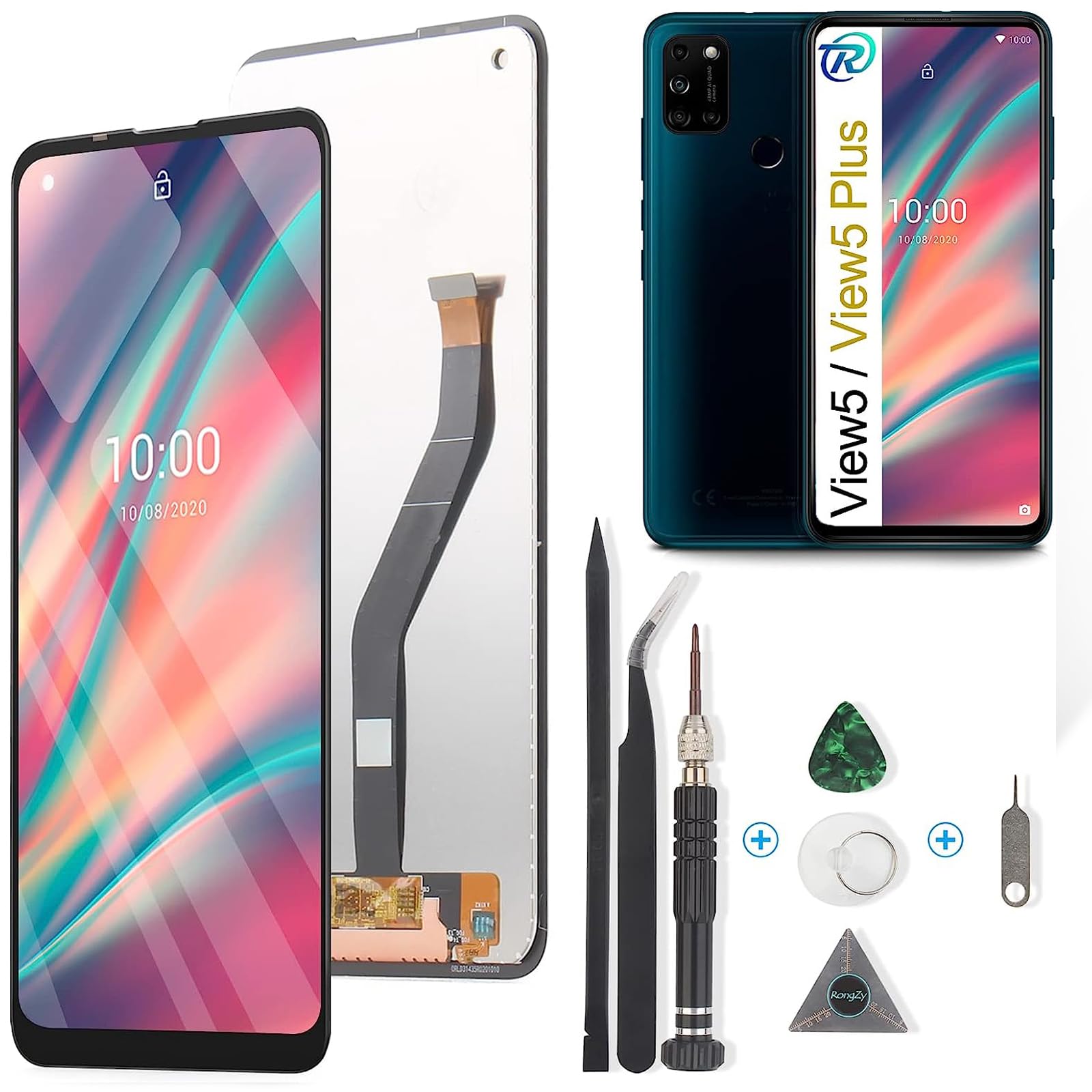 RongZy Display for Wiko View 5/View 5 Plus LCD Screen Replacement Digitizer Touch Screen Assembled Replacement with Tools (Black)