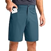 Pudolla Men's Casual Golf Shorts 7" Lightweight Stretch Flat Front Work Dress Shorts for Men with Pockets