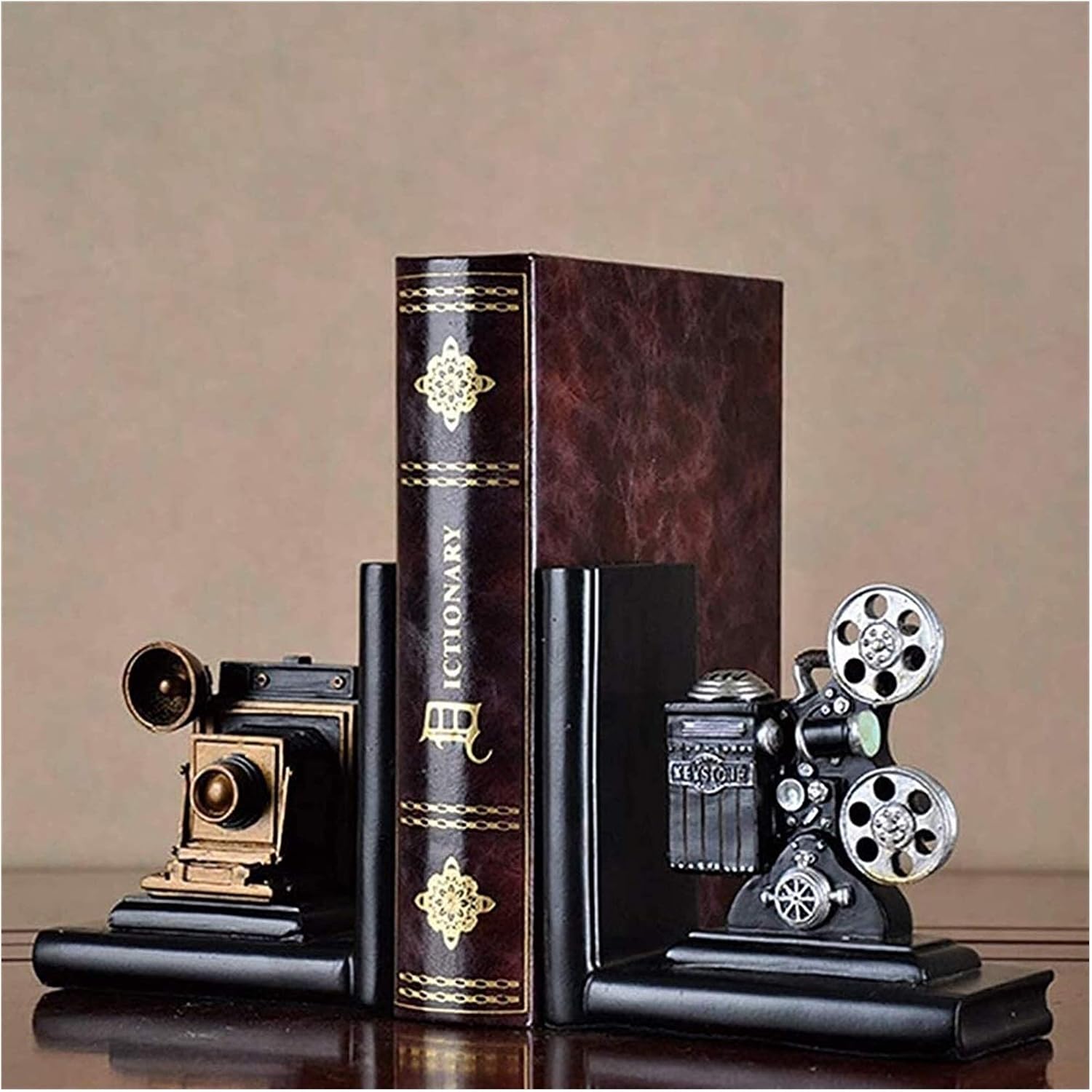 Decorative Bookends, Book Stopper for Books, Retro Camera Bookend Movie