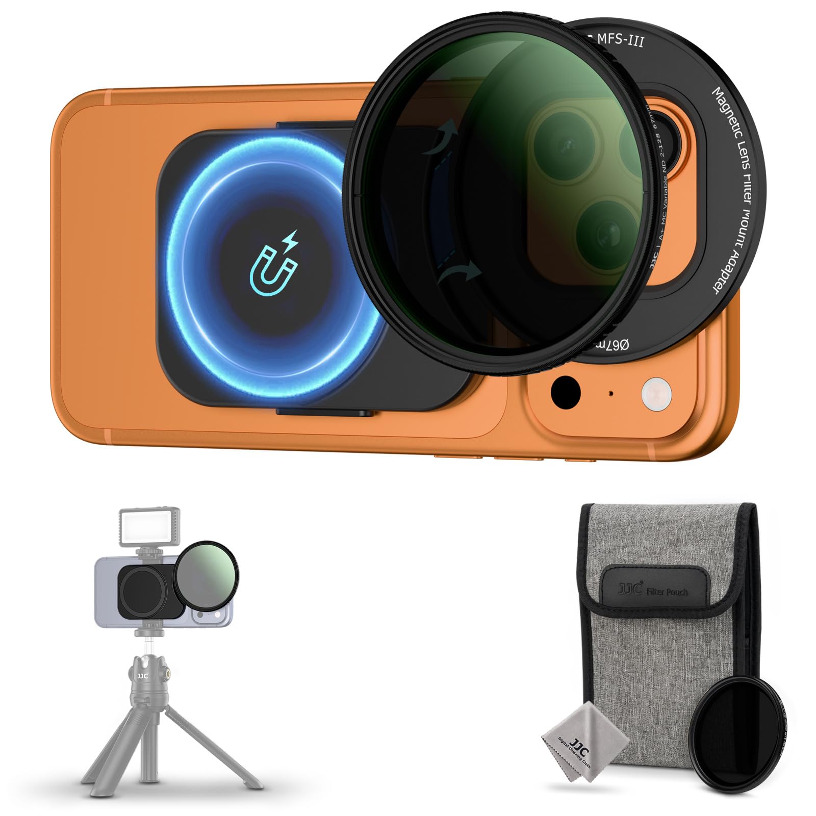Upgraded 67mm ND Filter for iPhone 17, Magnetic Lens Filter Adapter with ND2-128 Variable ND Filter for iPhone 17 16 15 14 Pro Pro Max Plus, Phone Lens Filter Mount with 1/4-20" Screw & Cold Shoe