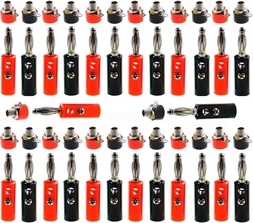 RUNCCI-YUN (26 works 52 pcs 4mm Banana Plugs Socket,Amplifier Terminal Connector,Binding Post Connector,for Speaker Wire Wall Plate