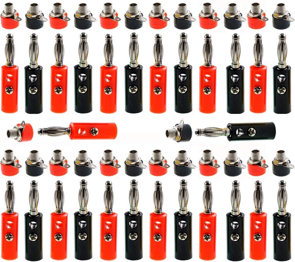 RUNCCI-YUN (26 pairs 52 pcs 4mm Banana Plugs Socket，Amplifier Terminal Connector,Binding Post Connector,for Speaker Wire, Wall Plate, Home Theater, Audio/Video Receiver, Amplifiers and Sound Systems