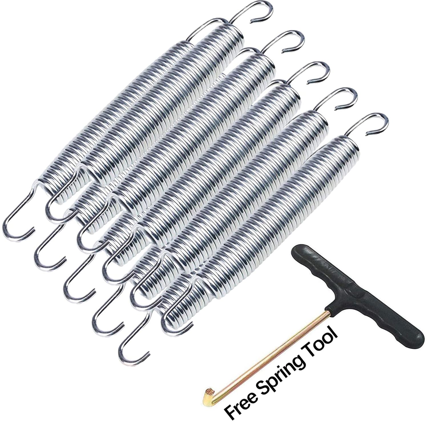 Heavy-Duty Galvanised Trampoline Springs - 10pcs + 1pcs Tool (165mm-6.5inch)