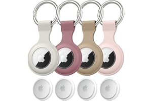 VANCLE 4 Pack Airtag Case Holder for Apple Air Tag, Airtag Case with Anti-Lost Keychain, Silicone Protective Cover for Kids' Backpacks, Dog Collars, Luggage, Multi-Color Protective AirTag Accessories