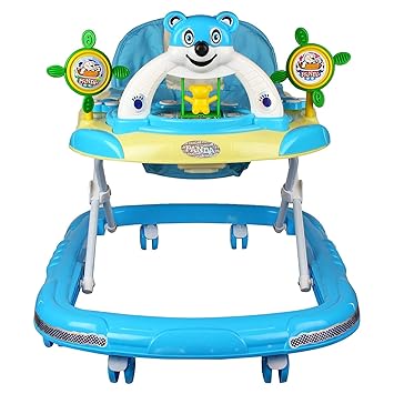 Awww Cuties Musical Walker - Foldable & Height Adjustable - Blue (Made in India) : AC006