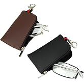 TIDALIN 2 Pack Folding Reading Glasses Blue Light Blocking Pocket Readers | Lightweight metal frame with spring hinges for flexible comfort. Includes soft leather pouch for easy carrying and storage
