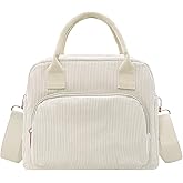 Beurlike Insulated Lunch Bag for Women Men Large Corduroy Cute Portable Leakproof Reusable Cooler Tote Lunch Bags for Work Picnic Beach(Beige)