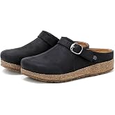 Stegmann Women's Tirol Leather Clog with Adjustable Heel Strap | Premium Oiled Leather Upper | Removable Cushioned Insole | Arch &amp; Metatarsal Support | Adjustable Pivoting Heel Strap