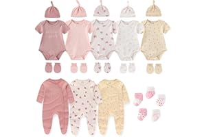 Ruliby New Born Clothes Cotton Layette Gift Set Unisex Baby Outfit and Accessories Newborn Essentials Must Haves