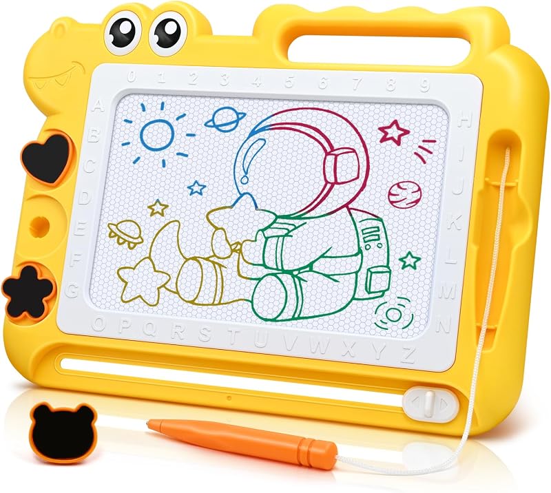 AiTuiTui Dinosaur Magnetic Drawing Board for Kids 3-7 Yellow