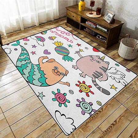 Tapis De Salle De Classe Chat Licorne Chat Rose Avec Une
