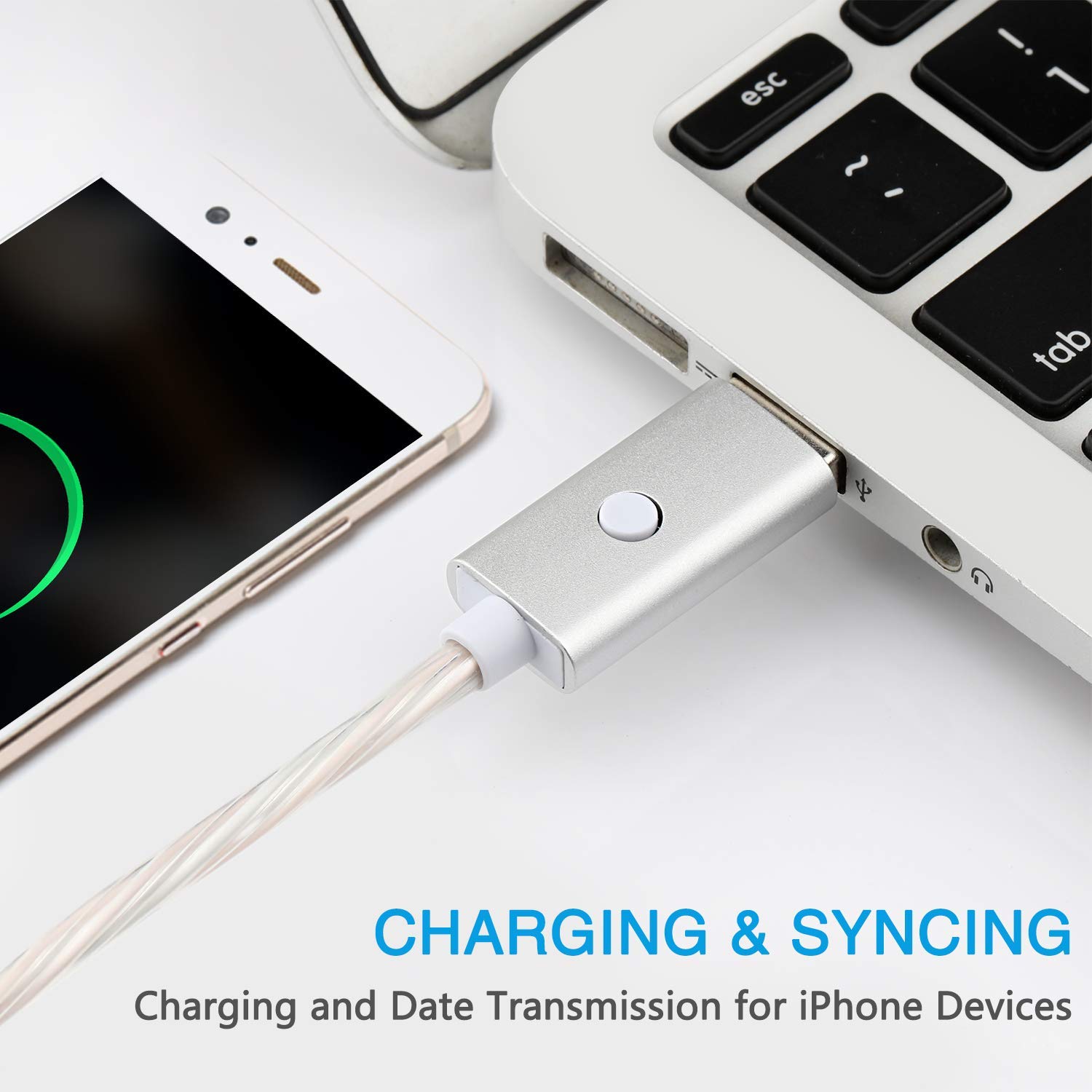 Lighted iPhone Charger Cable 10ft 2Pack Momen Fast Sync Charging Cable LED Flowing Light Charging Cord Compatible with iPhone 11/11 Pro/11 Pro Max/X/Xr/8/8 Plus/7/7 Plus/6s/6 and More(Blue & Green)