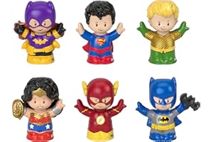 Fisher-Price Little People Toddler Toys DC Super Friends Crime-Fighting Figure Pack Set of 6 Characters for Pretend Play Ages 18+ Months (Amazon Exclusive)