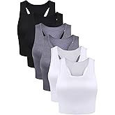 6 Pieces Basic Sleeveless Racerback Sports Crop Tank Tops for Women Girls Daily Wearing
