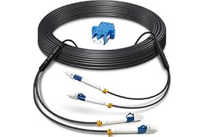 YUTIANHOME 50ft/15m LC to LC Armored Fiber Optic Cable, Outdoor Fiber Patch Cable, Single Mode Duplex LC Fiber Jumper Optical Patch Cord, 9/125um, Low Friction LSZH, Black