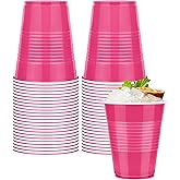 WYTAOHZL 50 Pack Disposable Plastic Cups 12 Ounce Hot Pink Plastic Cups Hot Pink Drinking Cups Bulk Disposable Cup for Wedding Birthday Party