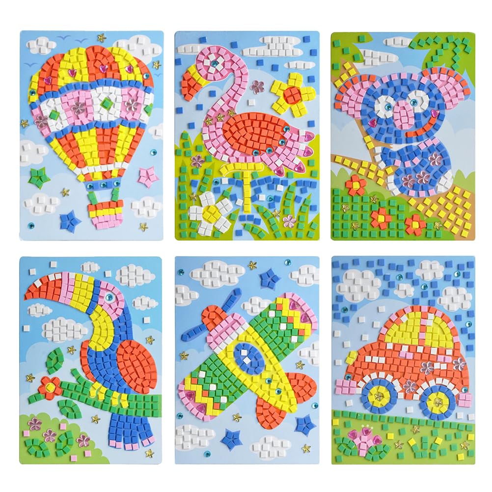ifundom 6pcs Children Puzzle Stickers Cartoon Sticker Toys Handmade Educational Toys Kids Arts Crafts