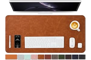 HOMIEAZICOZI Distressed Leather Desk Mat - Non-Slip PU Desk Pad for Office and Home - Desk Organization and Accessories - Ideal for Large Mouse Pad and Desk Mats on Top of Desks(Tan,36"x 17")