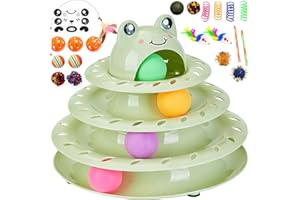 Gefryco 26pcs Cat Toys 4-Level Roller Track for Indoor Cats, Interactive Cat Toy with Colorful Balls Self Play Kitten Puzzle Toys, Fun Kitty Exercise Toys (Green)