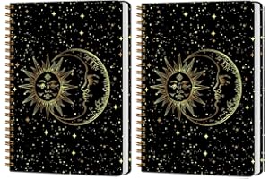 CSHVJ 2 PCs Sun and Moon Tarot Journaling Notebooks Astrology Sun Spiral Notebook Aesthetic Design Witchy Gifts for Women Girls Note Books Journals for Writing Hardcover Notebook Office Classroom Supplies