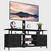 DRAWERHOM 4 Drawers TV Stand Dresser with Mount for 32–75 inch TVs, 4 Tiers TV Console with Storage Shelves, Height Adjustable TV Entertainment Center