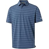 M MAELREG Golf Shirts for Men Moisture Wicking Striped Polo Performance Dry Fit Business Sports Mens Polo Shirts Short Sleeve