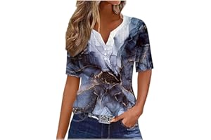FLOLEO Womens Summer Tops Eyelet Cold Shoulder Shirt Button Down Henley Shirts Vacation Trendy Vneck Blouse Boho Comfy Shirts