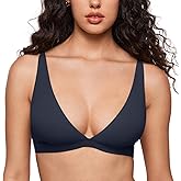 INLYRIC Women's Inbarely Soft Plunge Bralette - Deep V Unlined Triangle No Padding No Underwire Sexy Comfort Sleep Bra