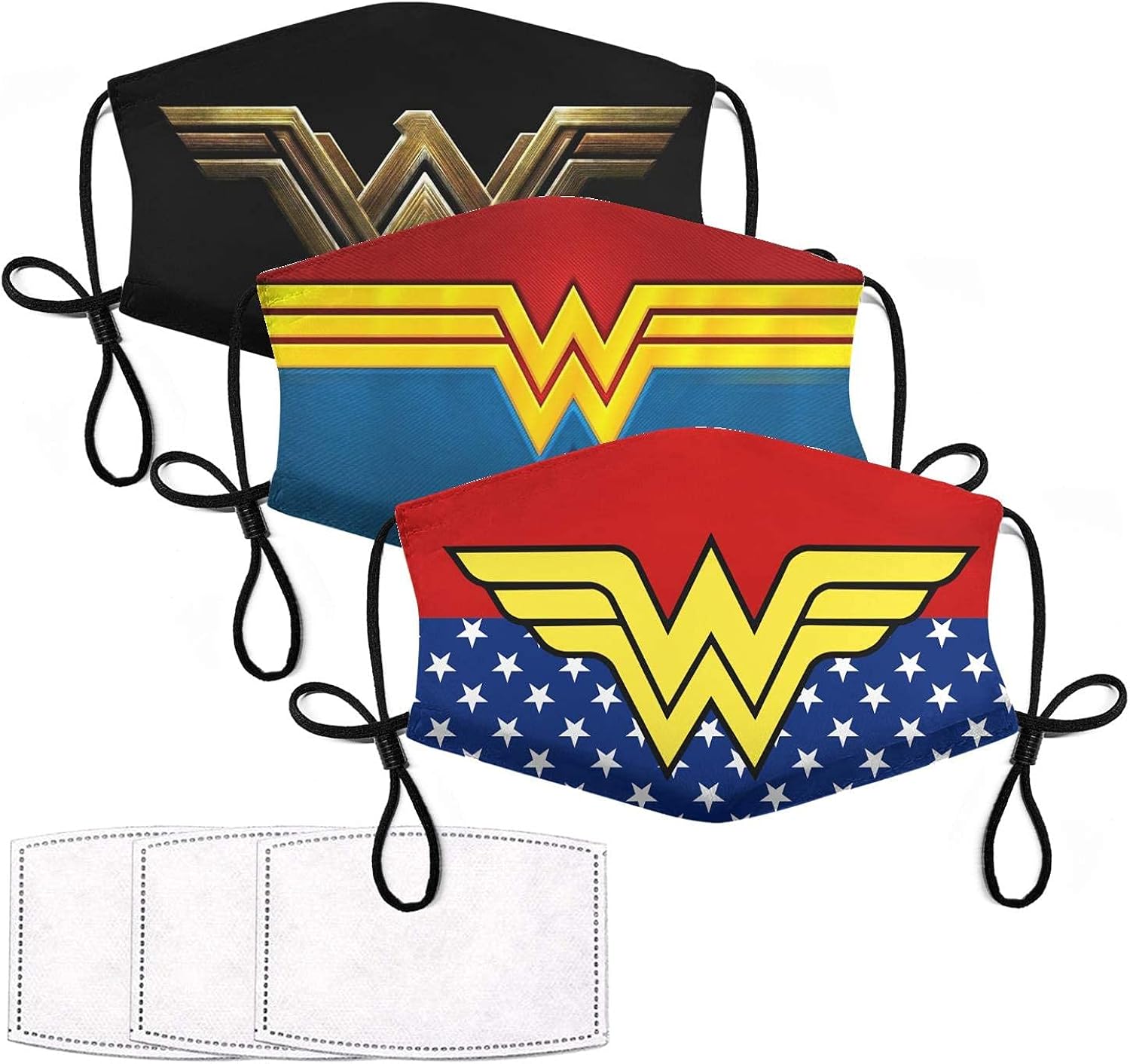 3Pack Anime Face-Mask,adjustable Reusable Mouthguard£¬Washable Dust and Wind Mask,male and Female Adults: Clothing