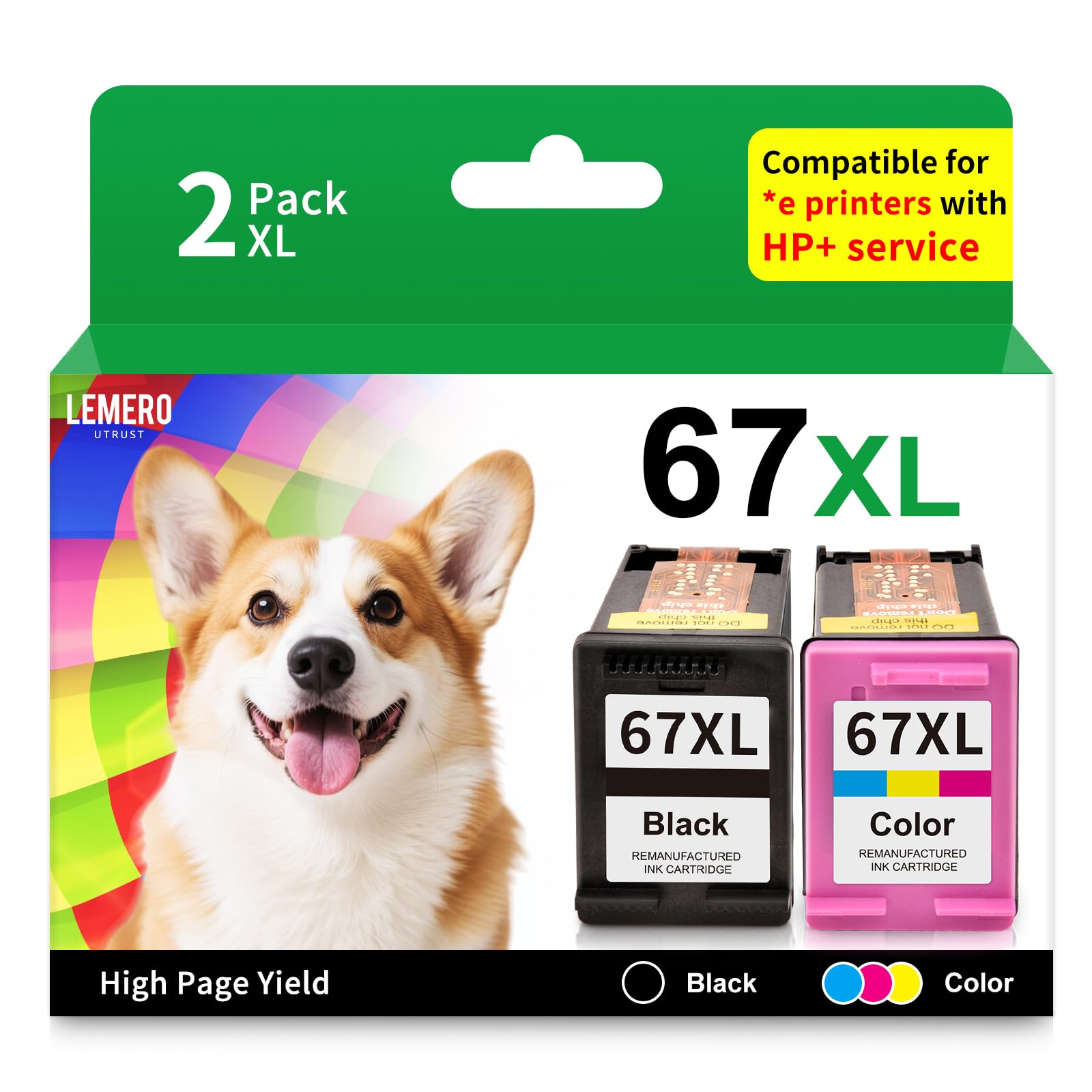 Photo 1 of 67XL Ink Cartridges Black/Color Combo Pack Replacement for HP Ink 67 67XL HP Printer Ink for DeskJet 2755e 2855e 2700 2800e 4100 4255e 4155e 2700e 2734e Envy 6055e 6000 6455e 6400 Printer Ink HP 67
