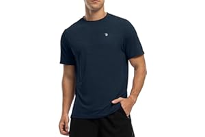 Rdruko Men's Dry Fit Workout Shirts Moisture Wicking Short Sleeve Athletic Running Gym Active Sports Shirts