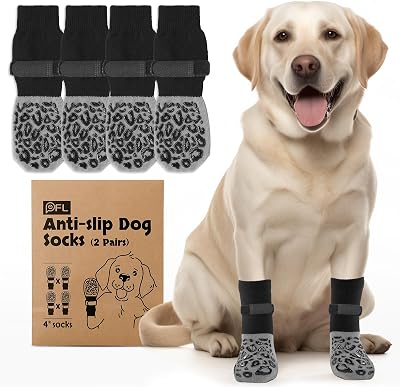 PICK FOR LIFE Dog Socks Paws Stop Licking 2 Pairs Anti-Slip Velcro L