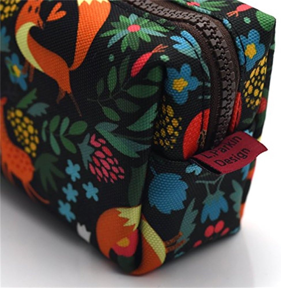 LParkin Woodland Animals Fox Canvas Pencil Case Fabric Zipper Pouch Gift for Men Women Gadget Bag Make Up Case Cosmetic Bag School Supplies - Image 5