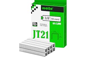 meite JT21 Staples, 3/8 Inch Galvanized Fine Wire Staples for Staple Gun - 1,600 Counts, 7/16" Crown JT21 Staple Refill, Ideal for Upholstery, Crafts, Furniture