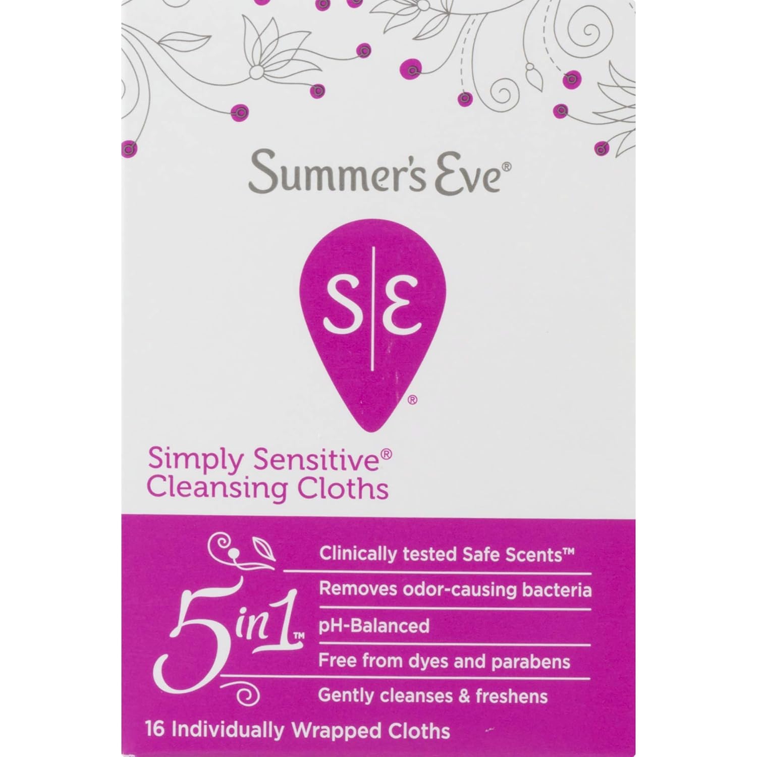Summer's Eve Cleansing Cloths | Simply Sensitive |16 Count | Pack Of 3 | pH-Balanced, Dermatologist And Gynecologist Tested: Health & Personal Care