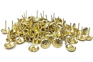 ZAYI 7/16"×5/8" Gold Vintage Style Furniture Upholstery Tacks Nails，Domed Upholstery Decorative Tacks Furniture Sofa Thumb Nails Pins Assortment Kit for Furniture DIY LE Reform 100PCS (Gold)
