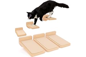 INICIO Cat Wall Steps - Set of 3 Cat Wall Stairs for Cats to Climb with Fixtures, 8.7"x4.7" - Floating Steps for Climbing or 