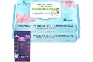 Wowday Hemorrhoid Wipes Flushable - Witch Hazel Hemorrhoidal Wipes Hemorrhoidal Wipe for Instant Itchy Skin Relief with Pleio