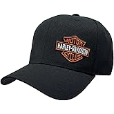 Harley-Davidson Men's Hat Embroidered Bar & Shield Curved Bill Baseball Cap - Black